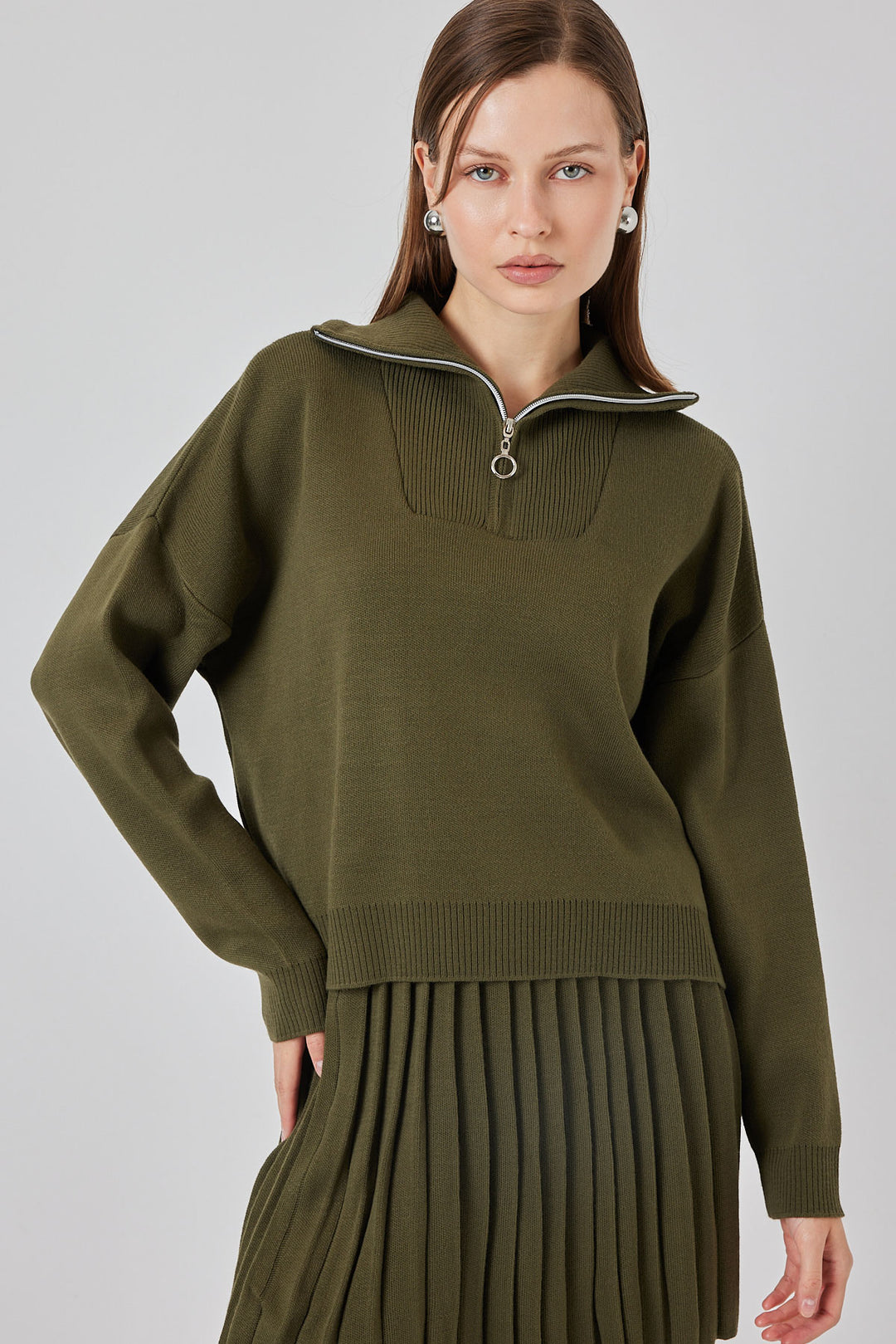 BGD Women Women's Sweater Skirt Set 15938 - Khaki - Strasbourg