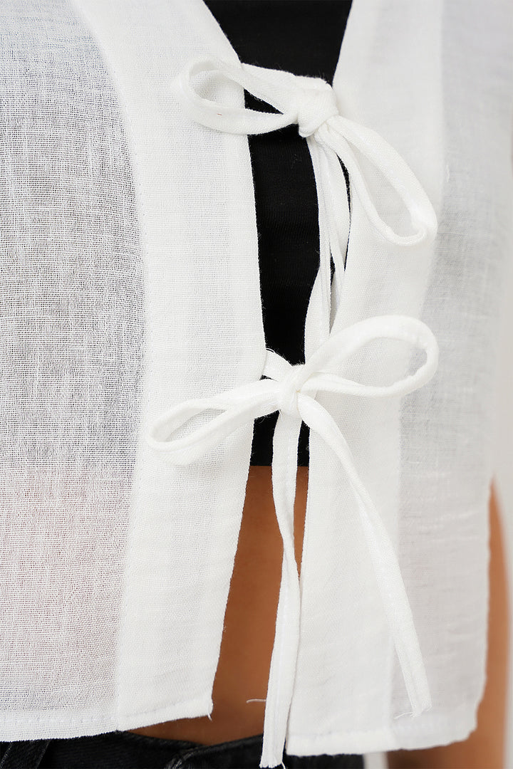 BGD Women Women's Short Sleeve Crop Blouse 958 - White - Fuenlabrada