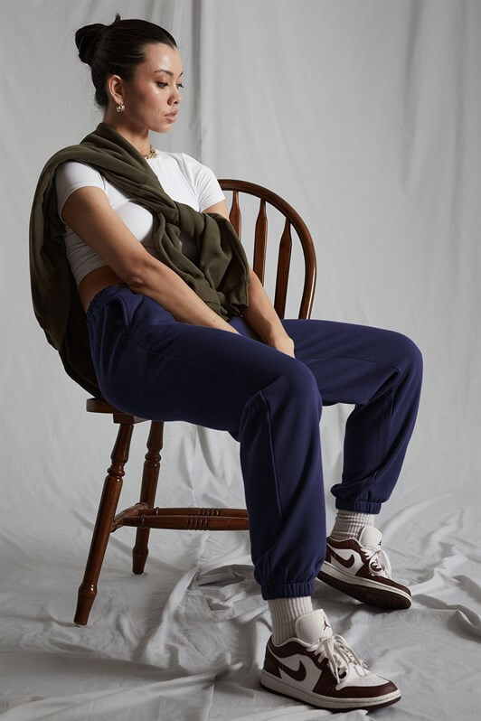 MDX Women's Navy Blue Elastic Waist Oversized Sweatpants MG1235 - Woodlawn