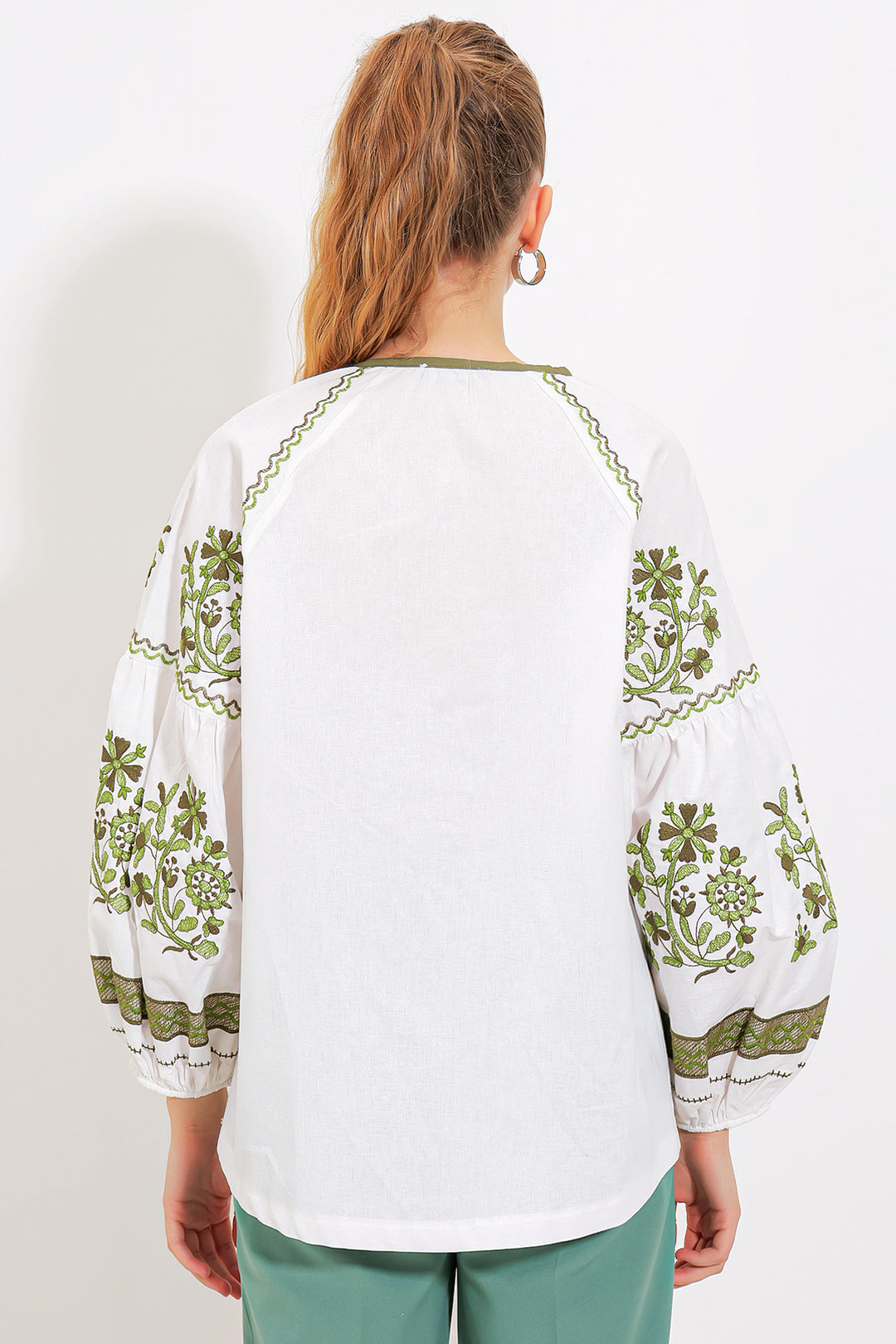 BGD Women Woman Beige Embroidered Linen Blouse 902 - Avondale