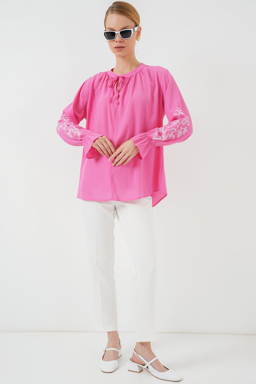 BGD Women Woman Embroidered Knit Blouse 941 - Pink - Columbia