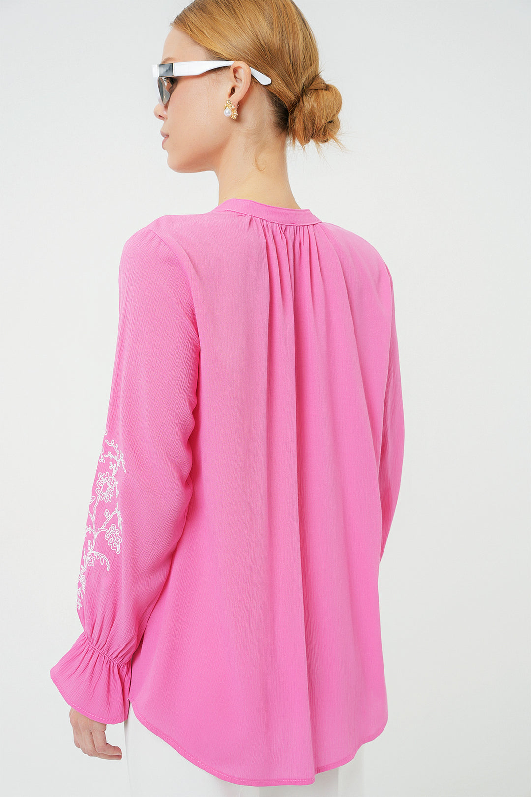 BGD Women Woman Embroidered Knit Blouse 941 - Pink - Columbia