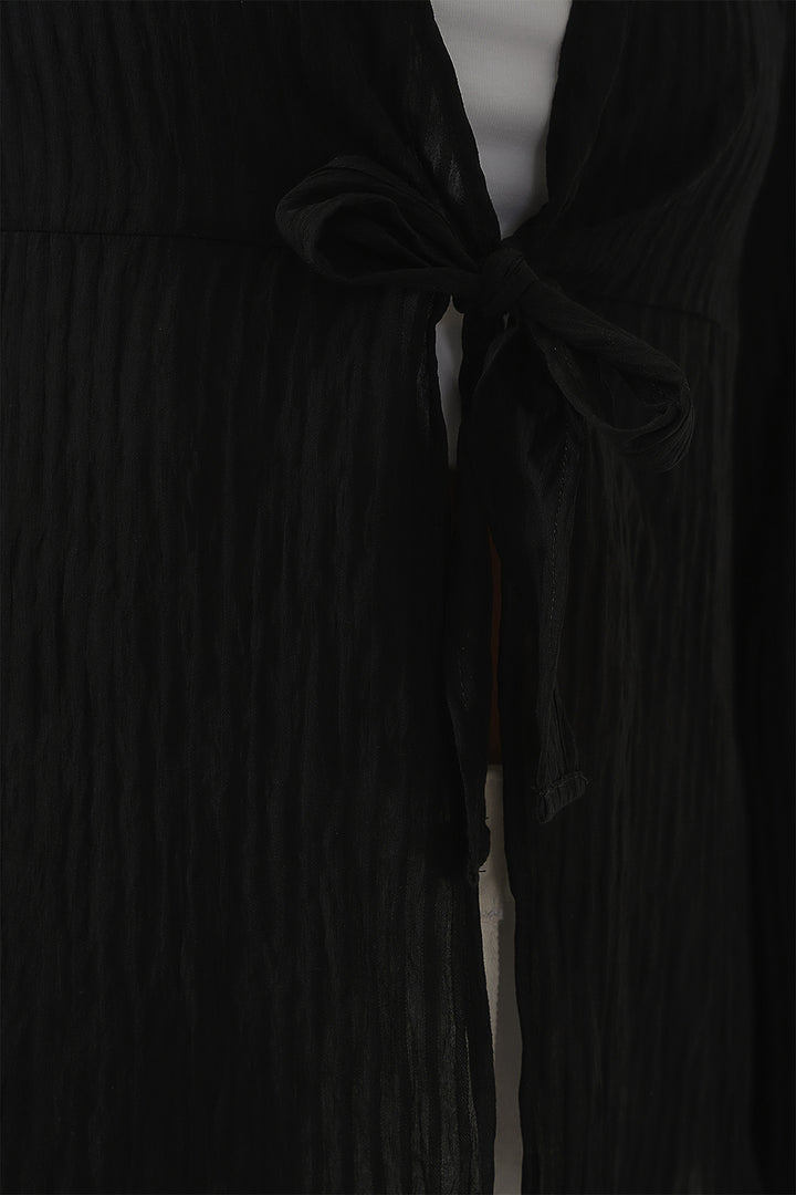 BGD Women Women's Front Lace-Up Blouse 952 - Black - Deltona