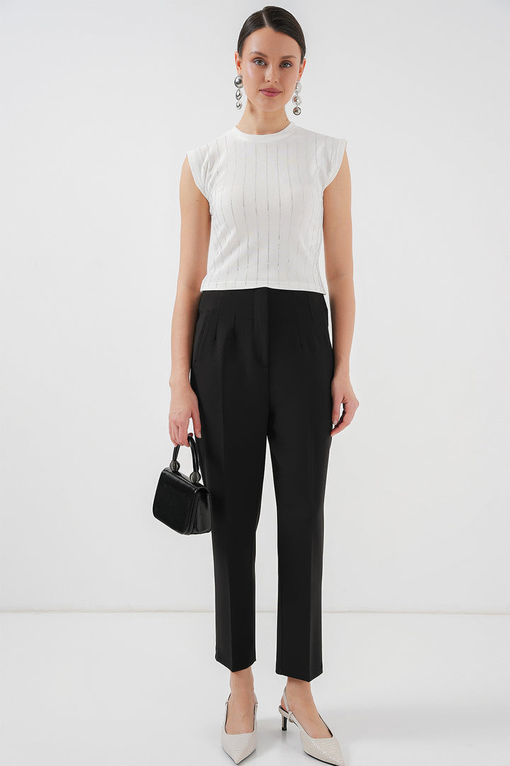 BGD Women Woman Zero Sleeve Stone Embellished Blouse 931 - White - Colmenar Viejo