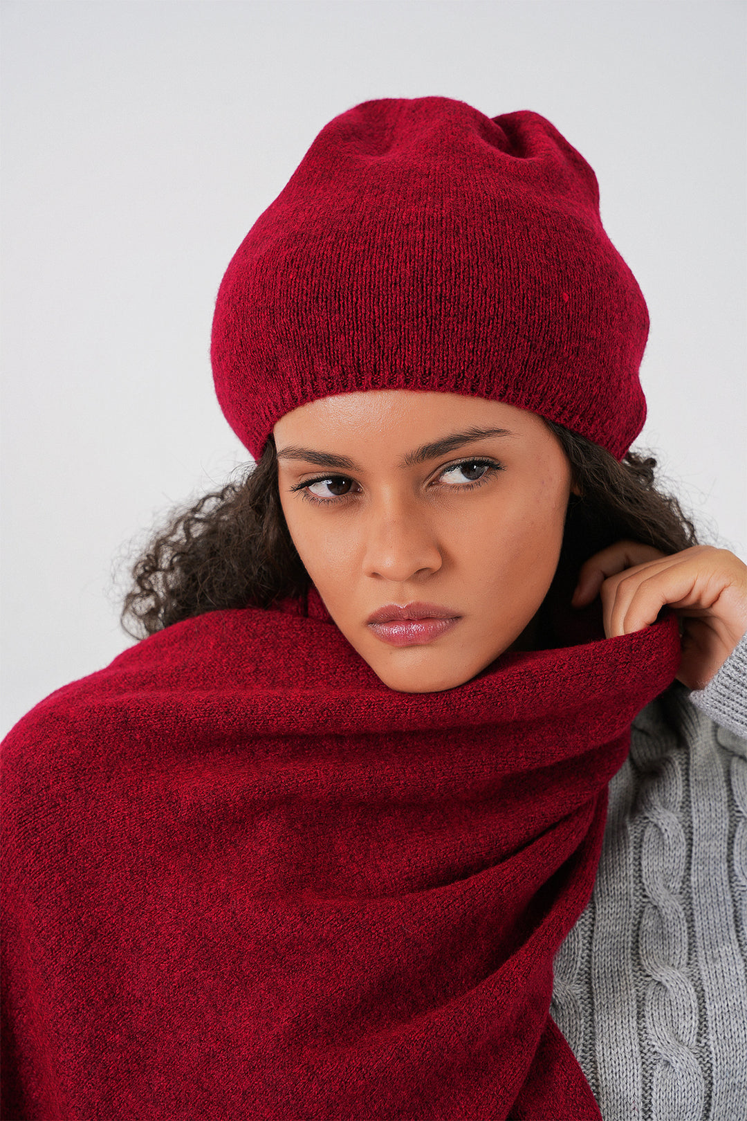 BGD Women Women's Knit Scarf Hat 15939 - Burgundy - Coram