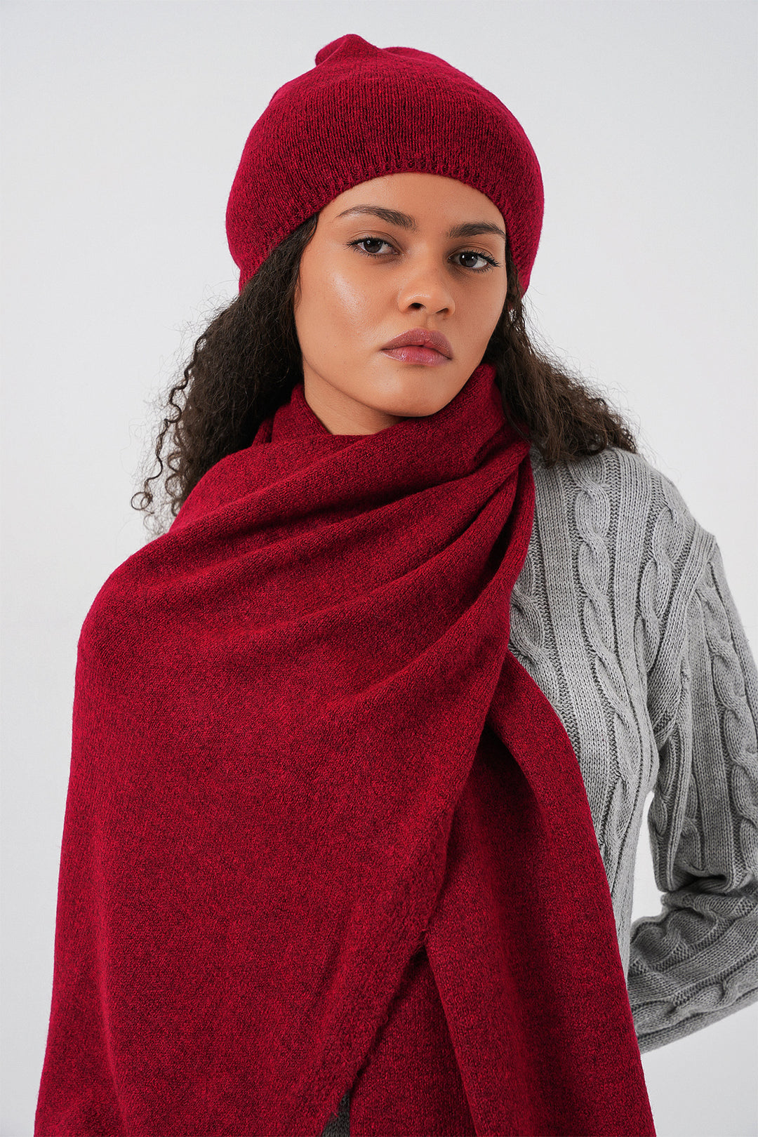 BGD Women Women's Knit Scarf Hat 15939 - Burgundy - Coram