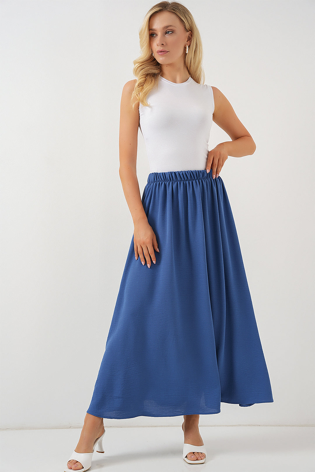 BGD Women Woman Long A-line Skirt 8050 - Indigo - Apopka