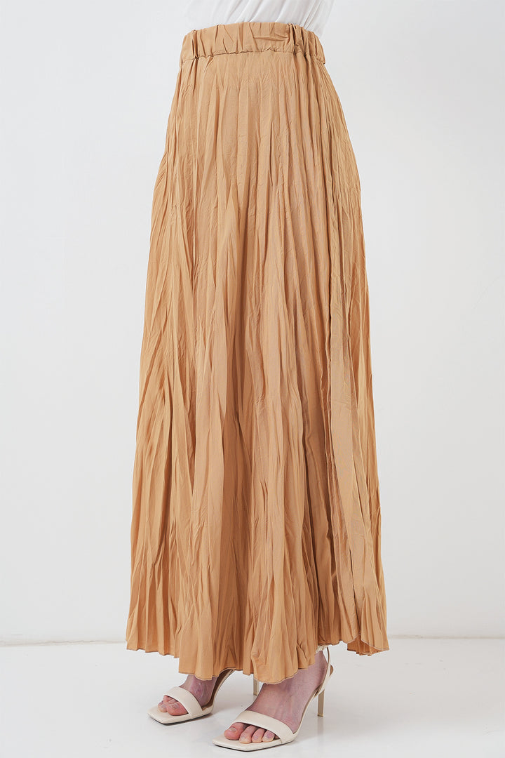 BGD Women Woman Long Wrinkled Skirt 8042 - Biscuit - Apan