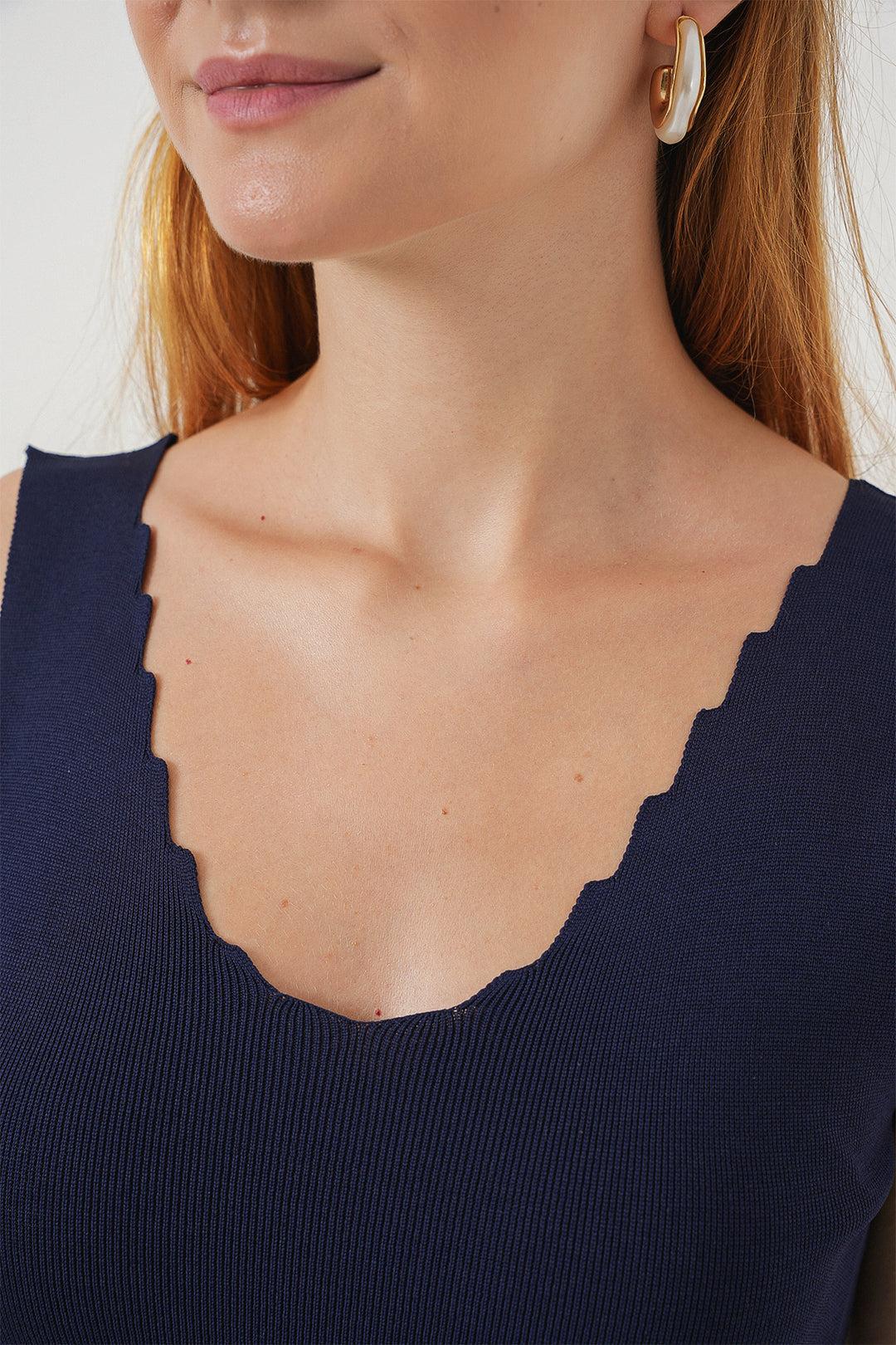 BGD Women Women's Zigzag V-Neck Blouse 15930 - Navy Blue - Aubagne