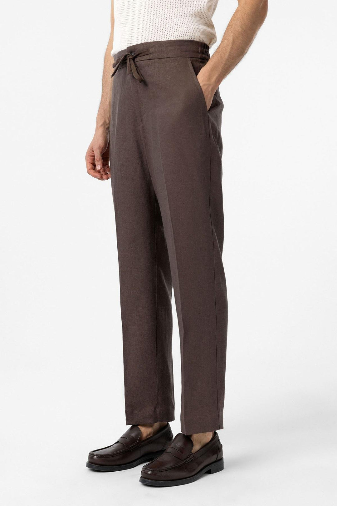 ANT Antioch Coffee 100% Linen High Waist Men's Pants - East Lansing
