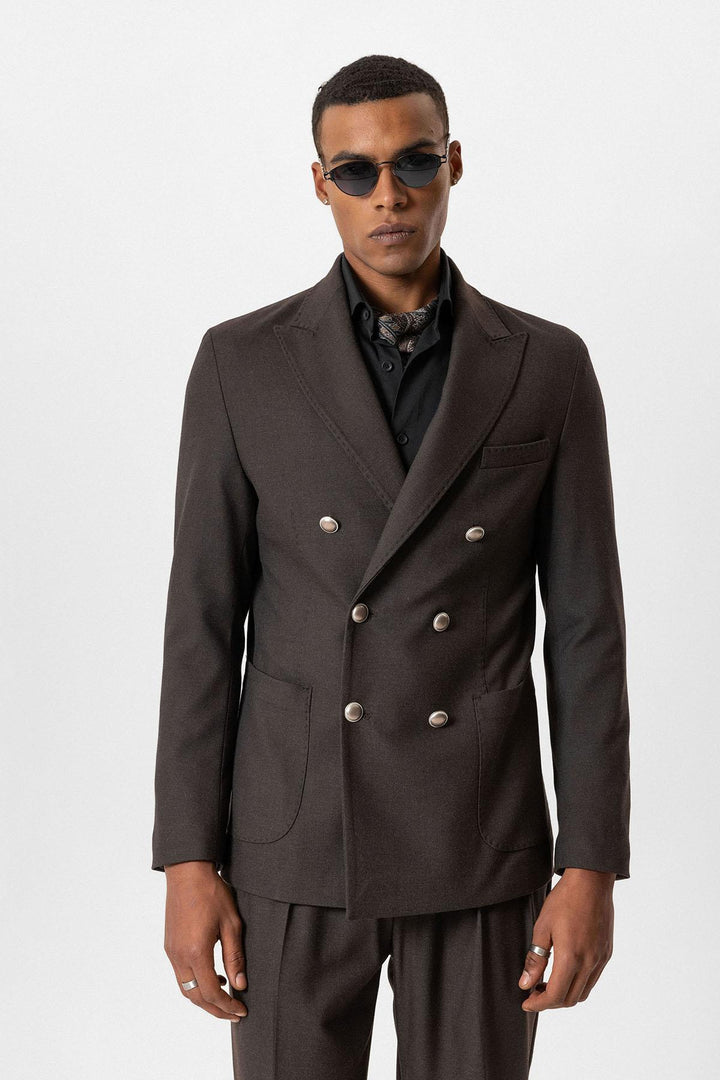 ANT Antioch Coffee Unlined Double-Breasted Men's Blazer Jacket - Maintal
