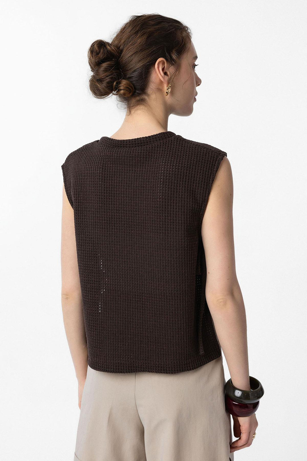 ANT Antioch Coffee Lace Knit Textured Women's Top - Kempen