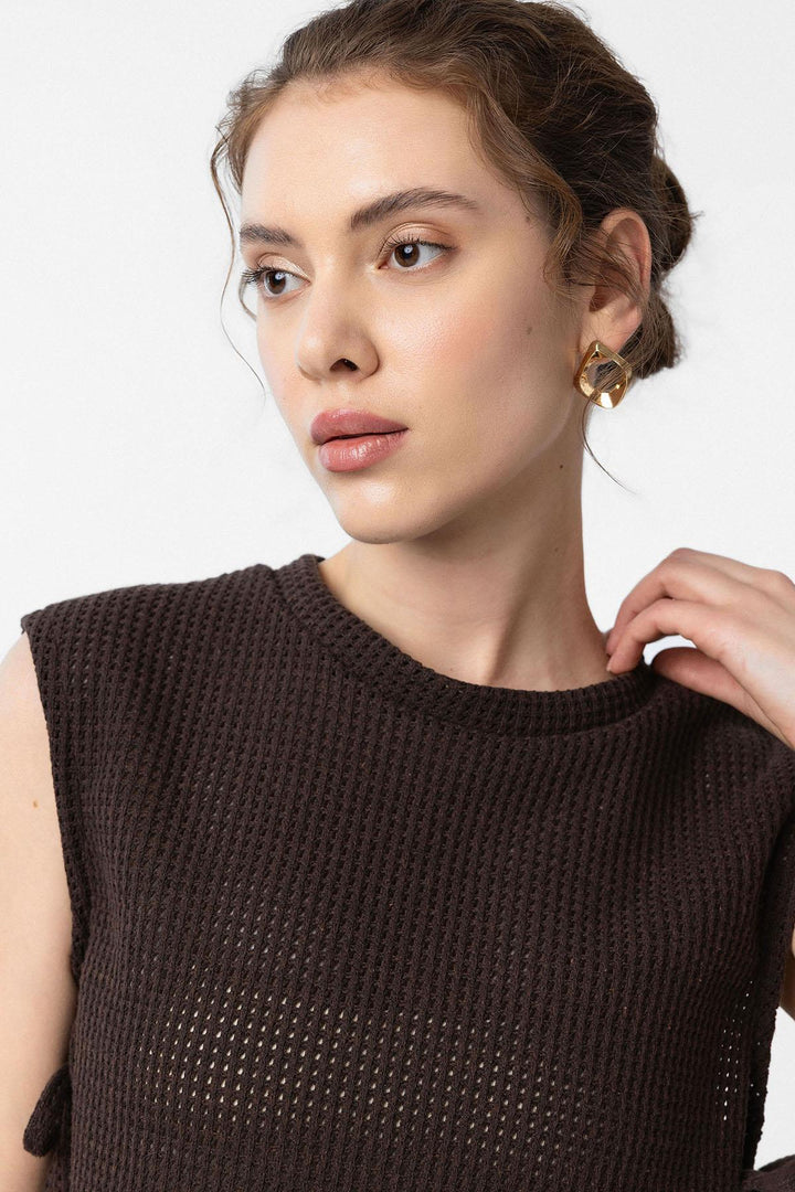 ANT Antioch Coffee Lace Knit Textured Women's Top - Kempen