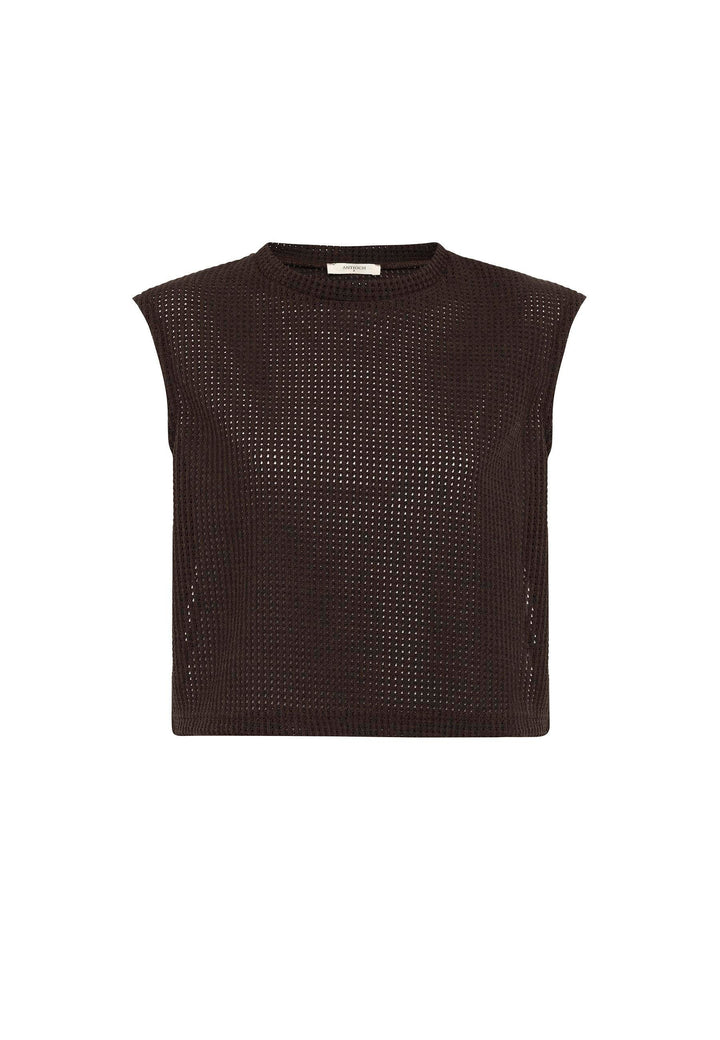 ANT Antioch Coffee Lace Knit Textured Women's Top - Kempen