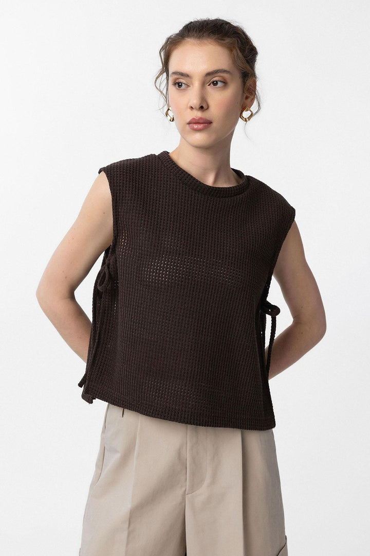ANT Antioch Coffee Lace Knit Textured Women's Top - Kempen