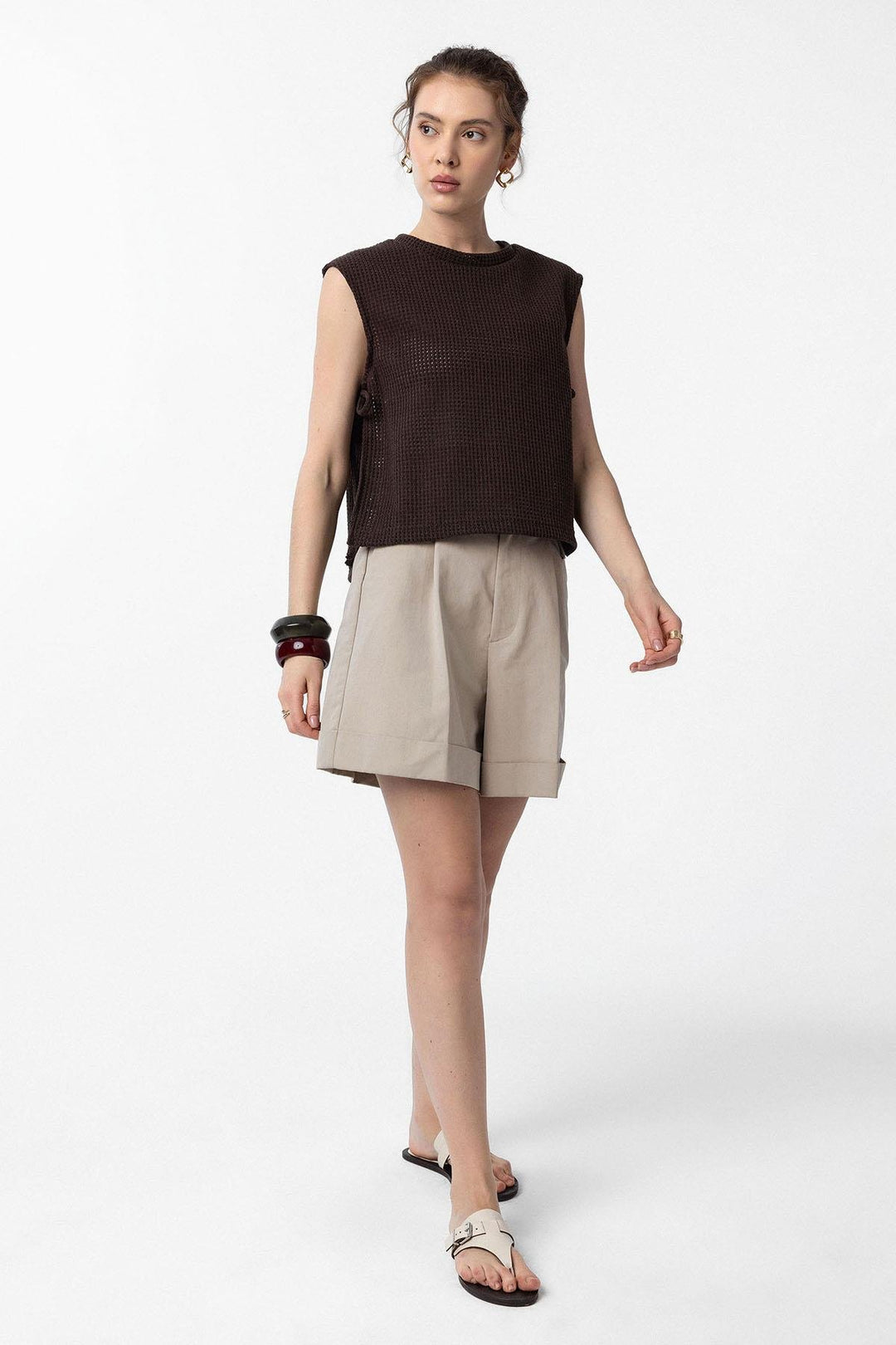 ANT Antioch Coffee Lace Knit Textured Women's Top - Kempen