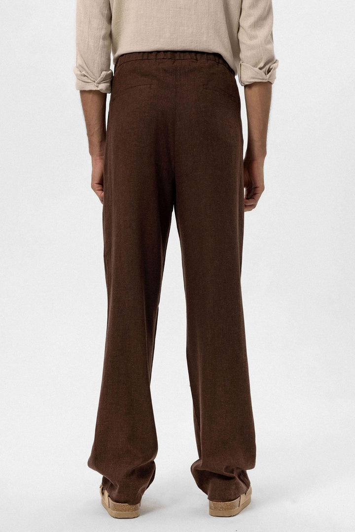 ANT Men's Linen Blend Baggy Pants with Waist Ties - Castle Rock