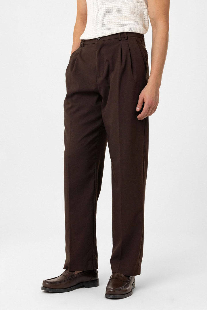 ANT Antioch Coffee Double Pleated Baggy Fit Men's Pants - Galátsi