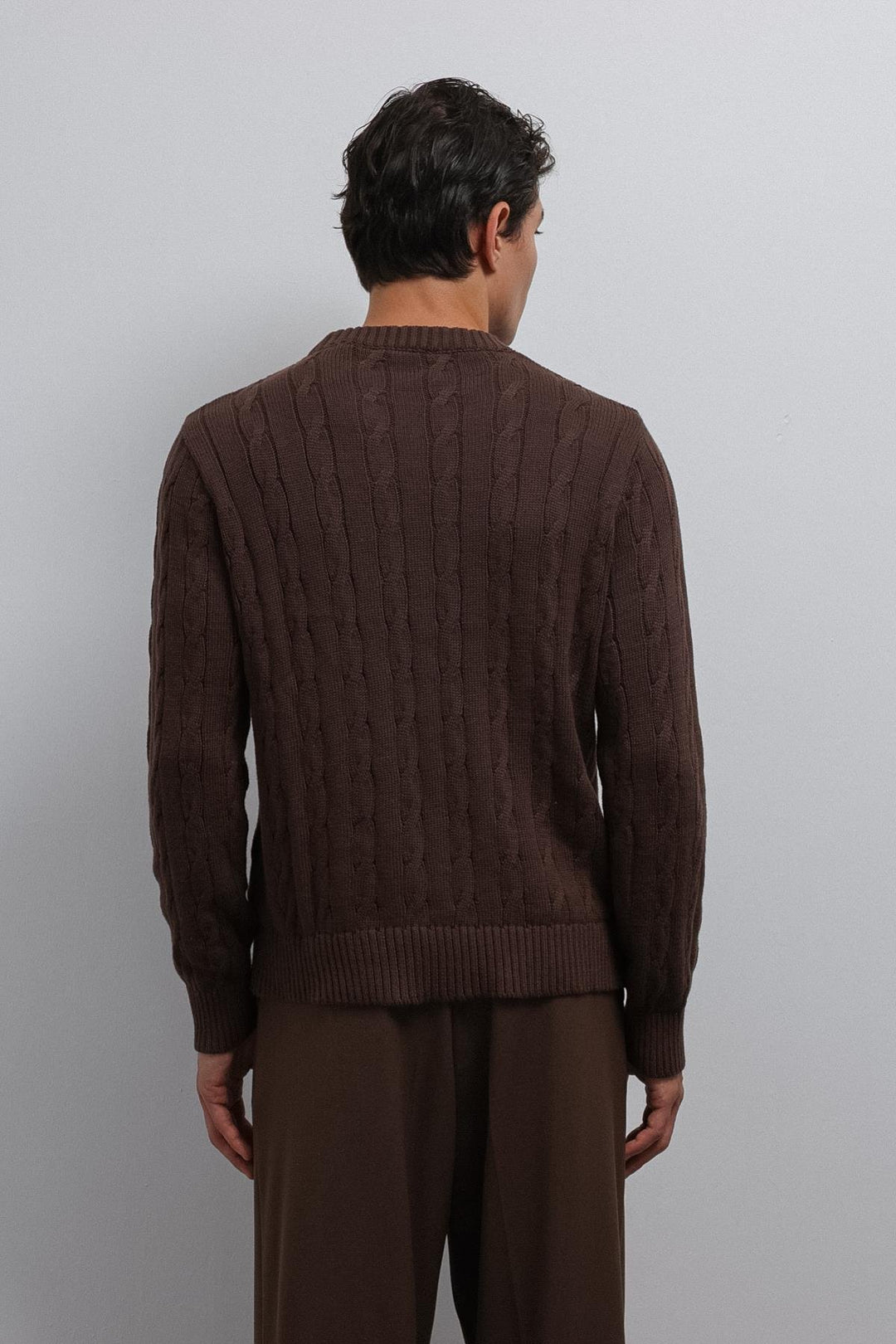 ANT Antioch Coffee-Colored Knitted Men's Sweater - Mission Viejo