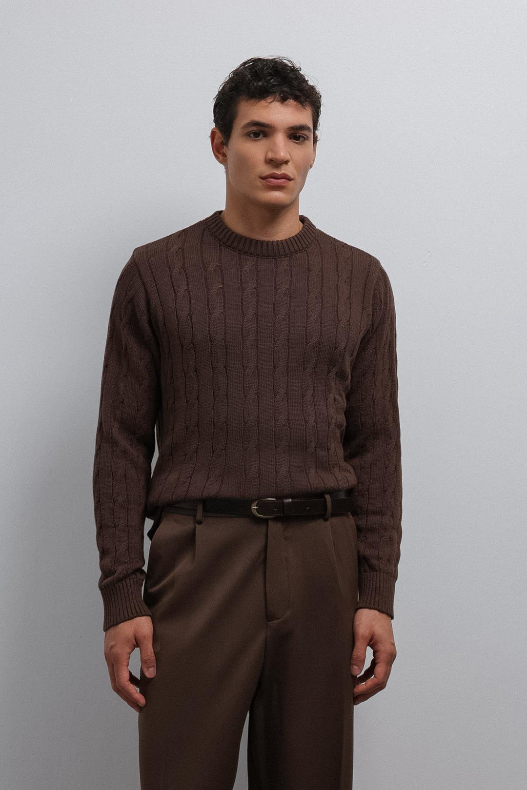 ANT Antioch Coffee-Colored Knitted Men's Sweater - Mission Viejo