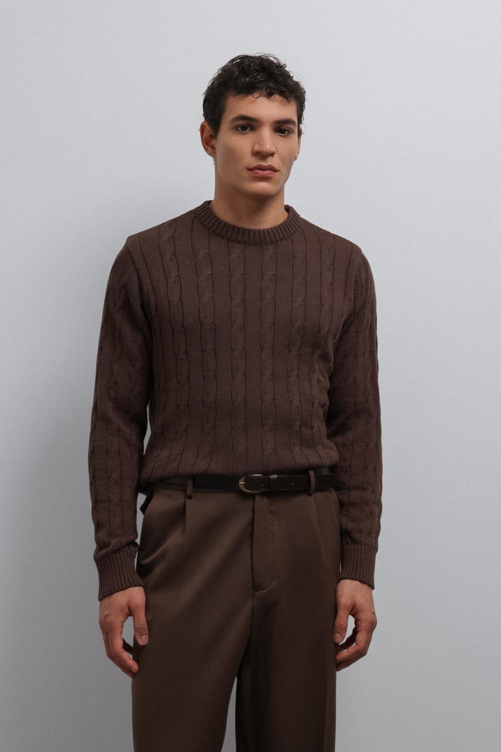 ANT Antioch Coffee-Colored Knitted Men's Sweater - Mission Viejo