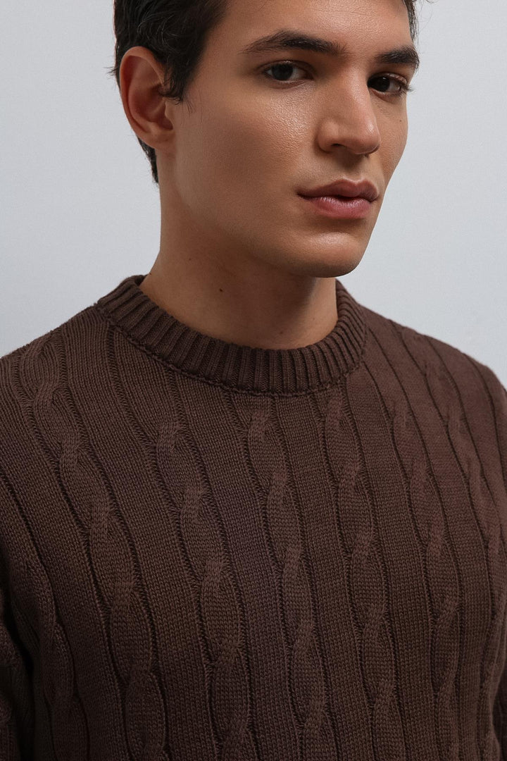 ANT Antioch Coffee-Colored Knitted Men's Sweater - Mission Viejo