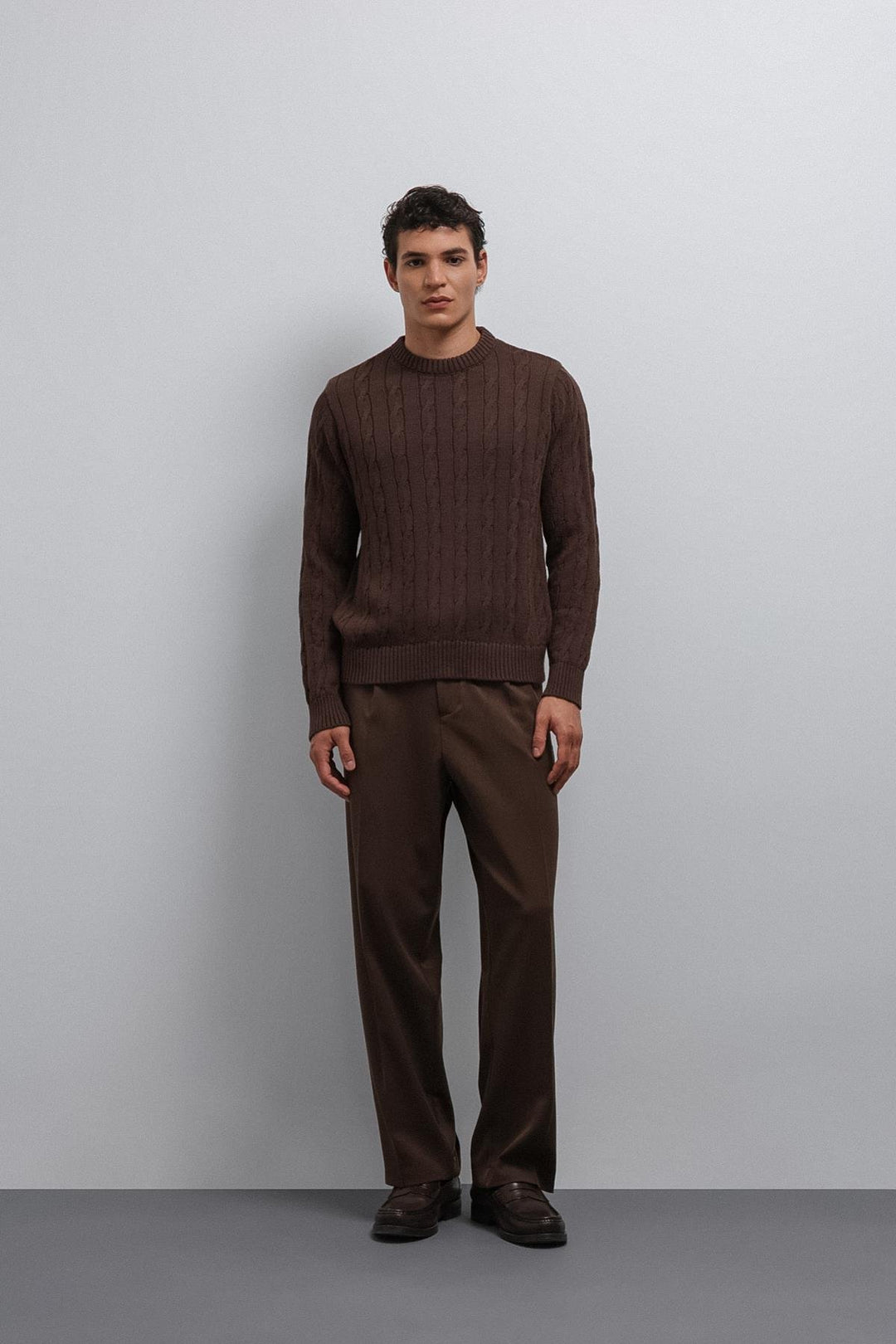 ANT Antioch Coffee-Colored Knitted Men's Sweater - Mission Viejo