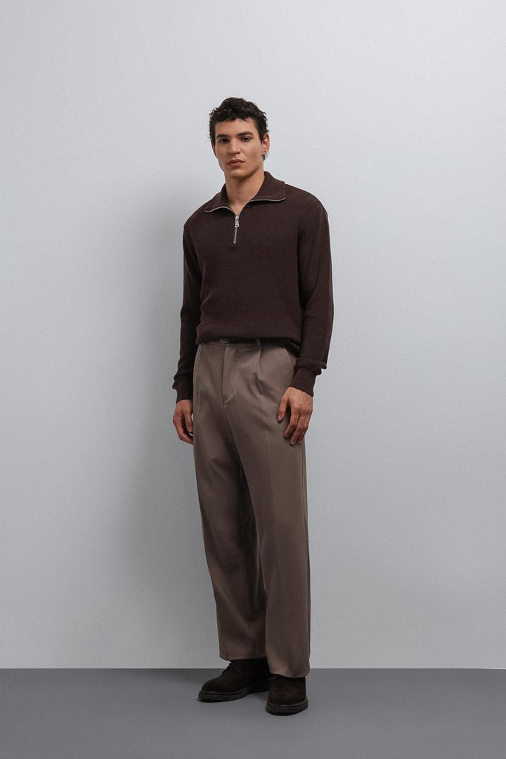 ANT Antioch Coffee Zippered Knit Men's Sweater - Kettering