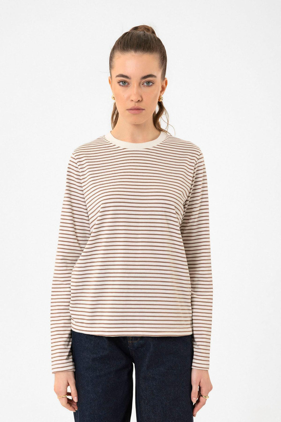 ANT Antioch Coffee Woman Striped Seasonal Sweater - Carcassonne