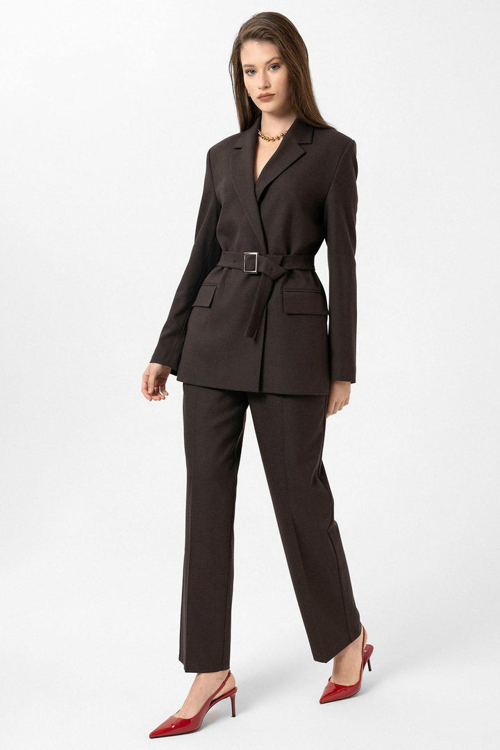 ANT Antioch Coffee Women's Belted Blazer Jacket - Coesfeld