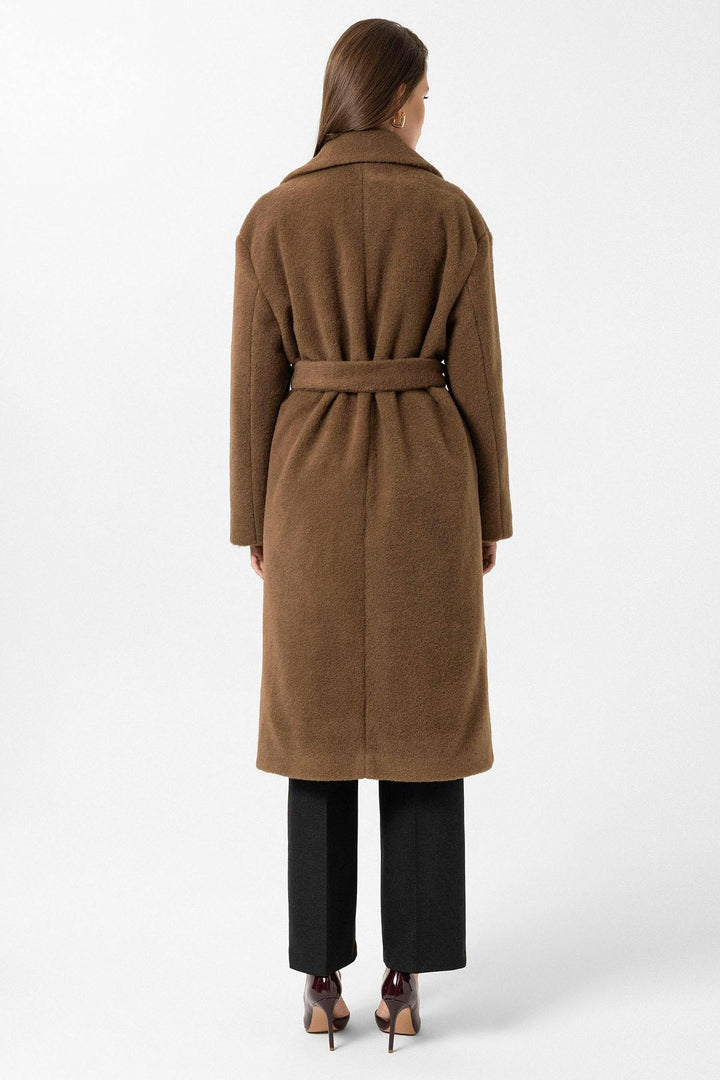 ANT Antioch Coffee Women's Belted Soft Textured Coat - San Juan de los Lagos