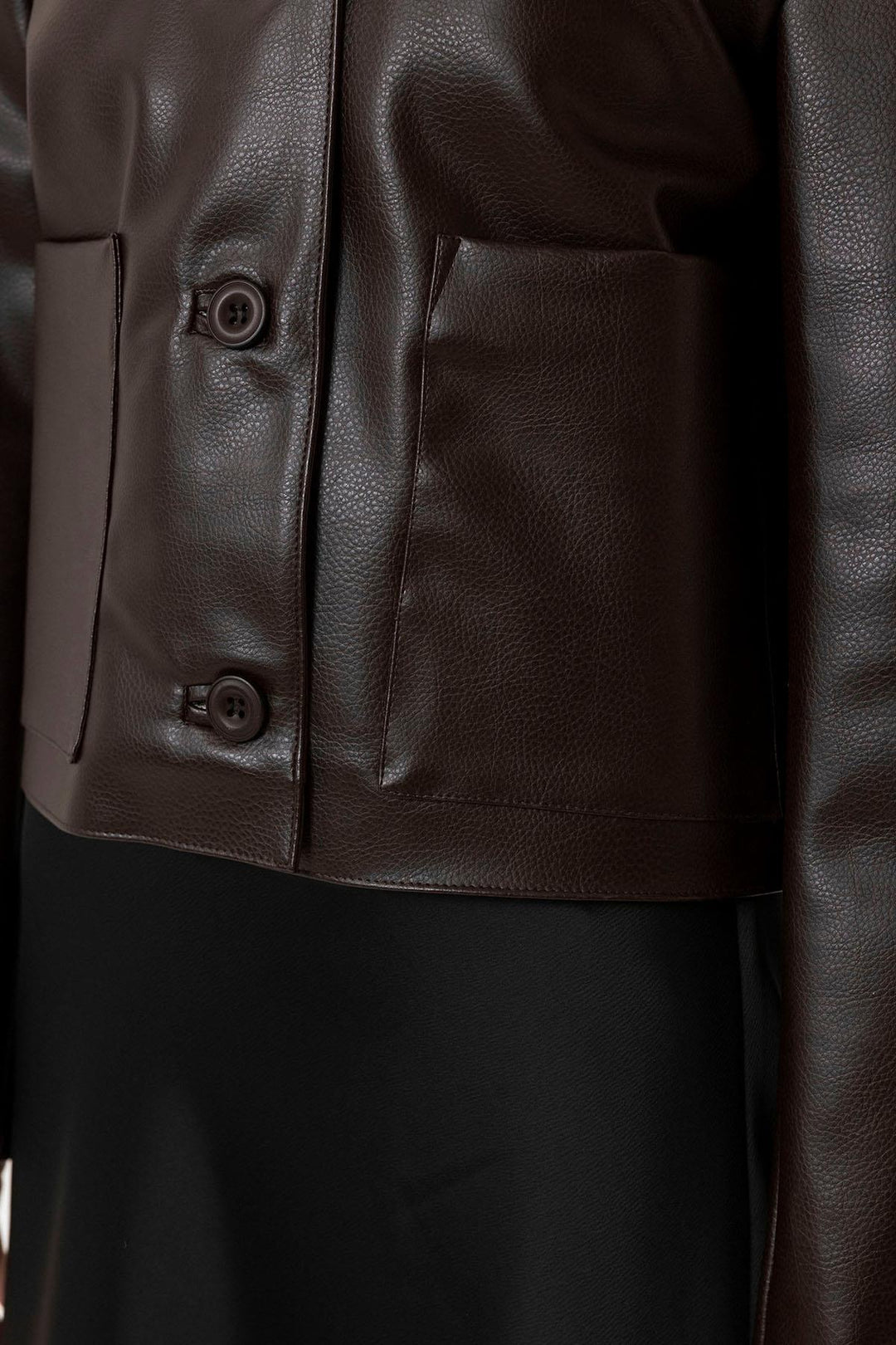 ANT Antioch Coffee Women's Polo Neck Faux Leather Jacket - Cerignola