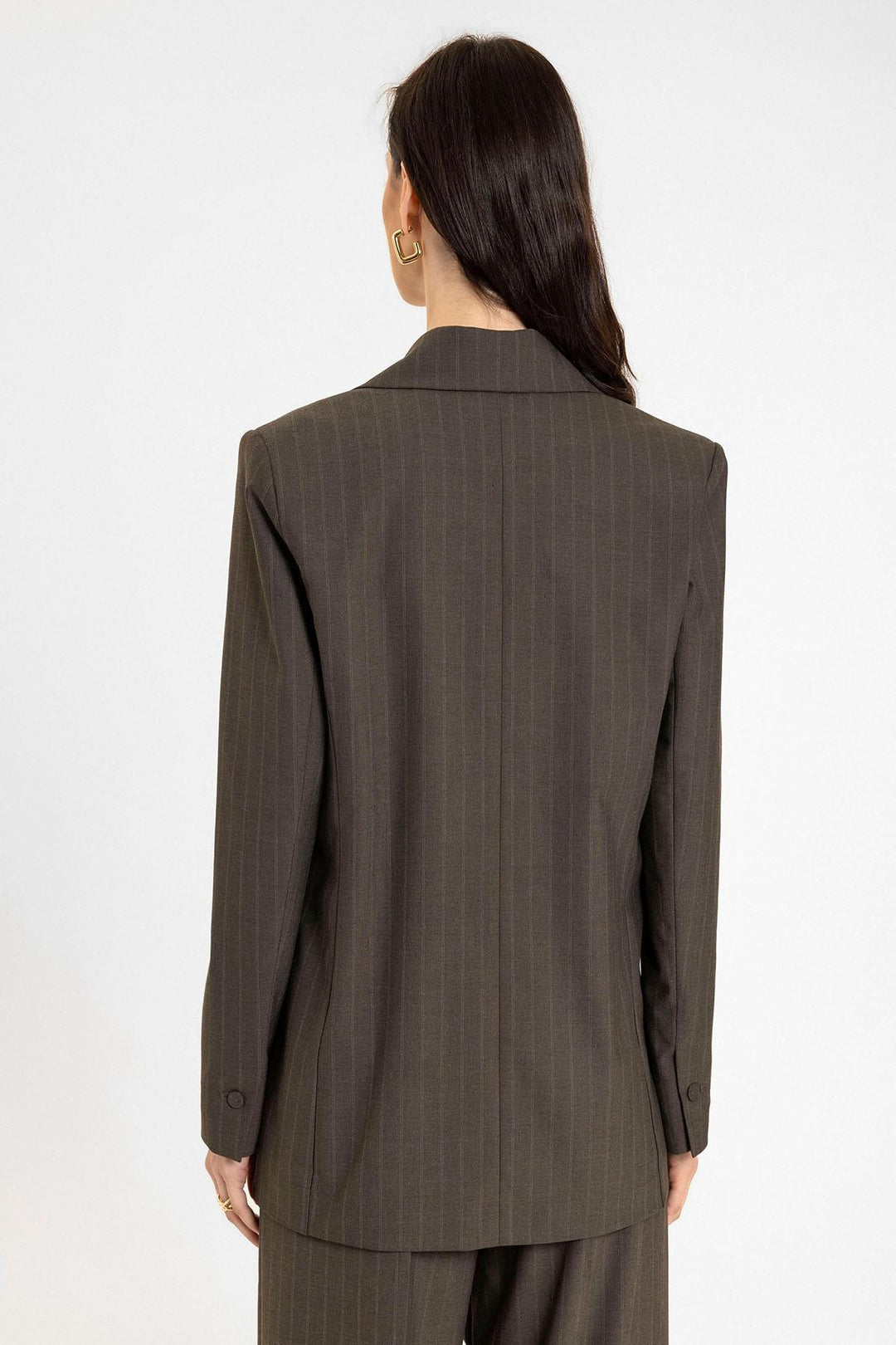 ANT Antioch Coffee Women's Single Button Striped Blazer Jacket - Dijon