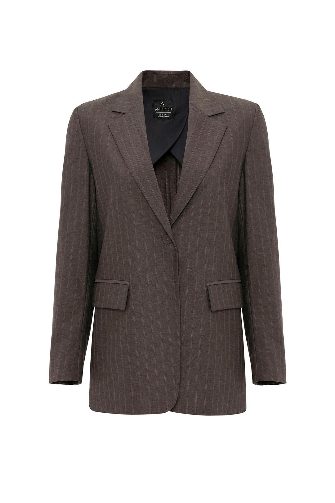 ANT Antioch Coffee Women's Single Button Striped Blazer Jacket - Dijon