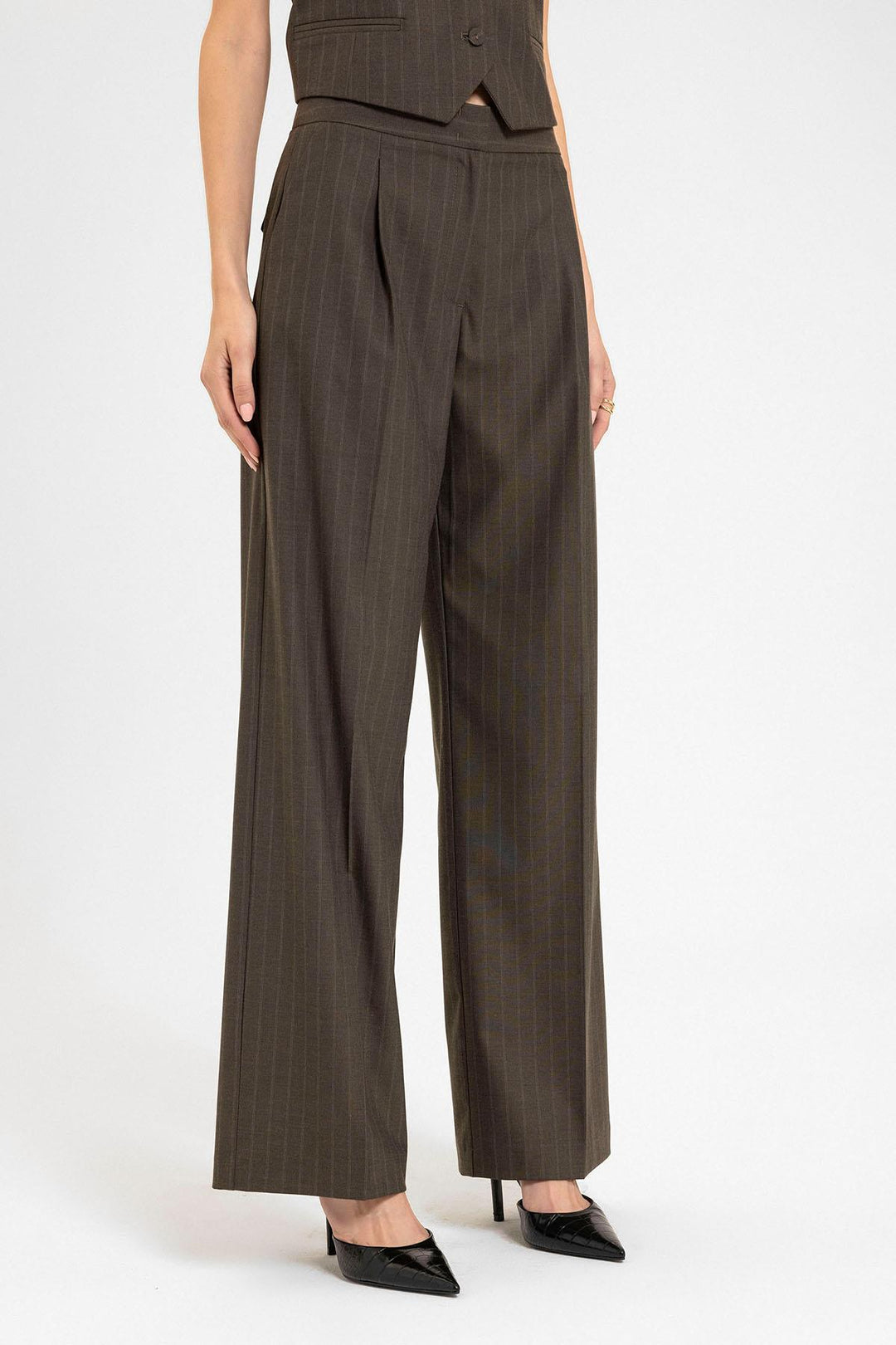 ANT Antioch Coffee Women's High Waisted Striped Pants - Herzogenrath