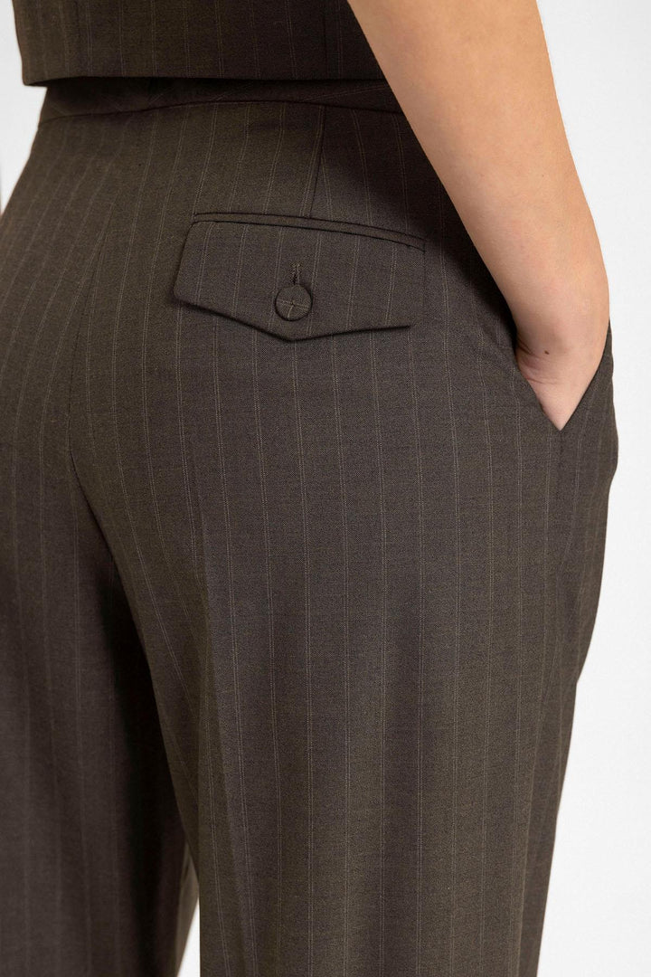 ANT Antioch Coffee Women's High Waisted Striped Pants - Herzogenrath