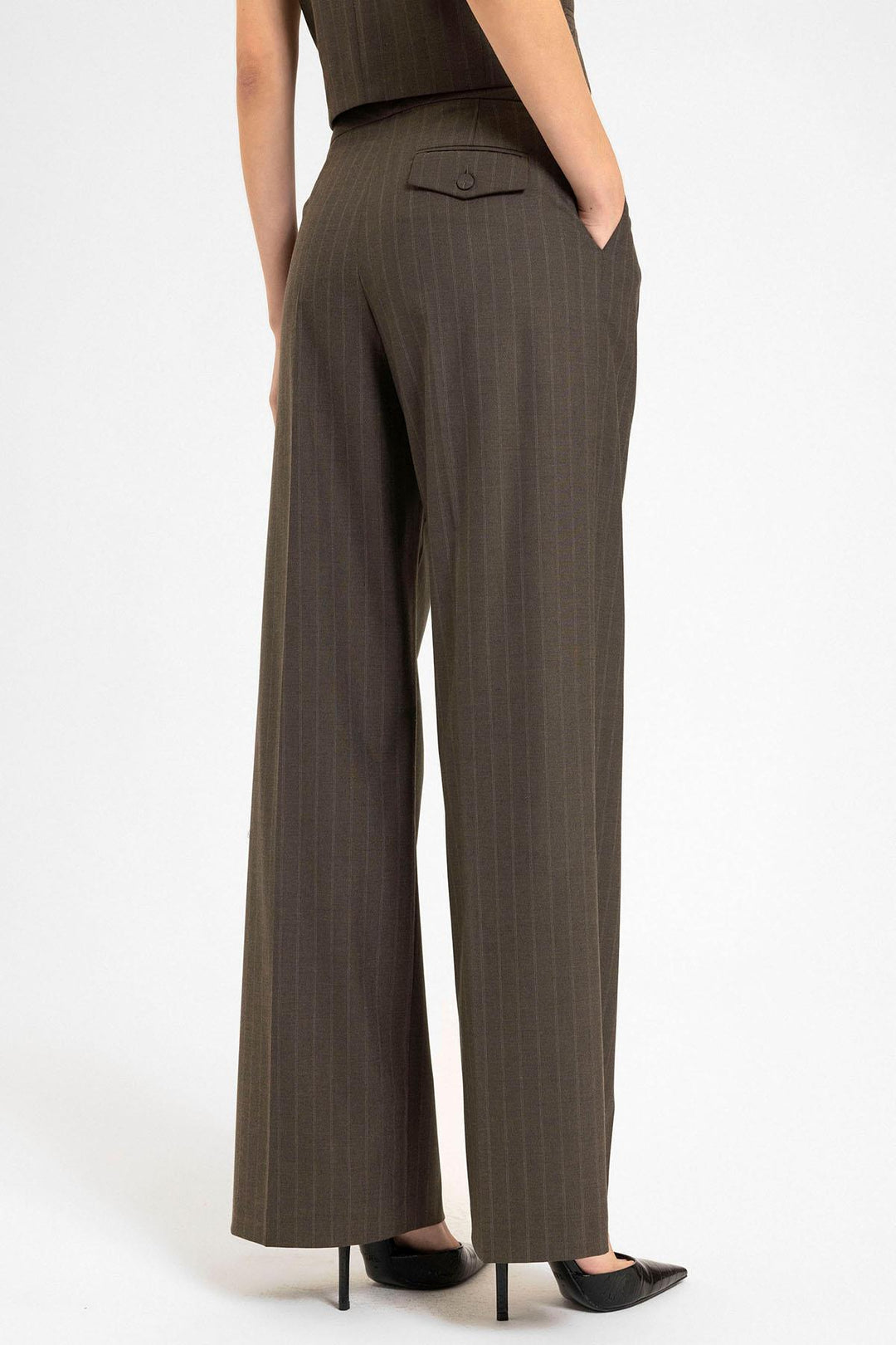 ANT Antioch Coffee Women's High Waisted Striped Pants - Herzogenrath
