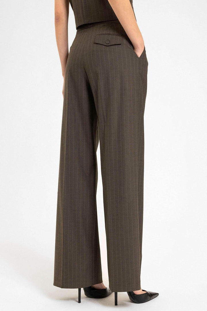ANT Antioch Coffee Women's High Waisted Striped Pants - Herzogenrath