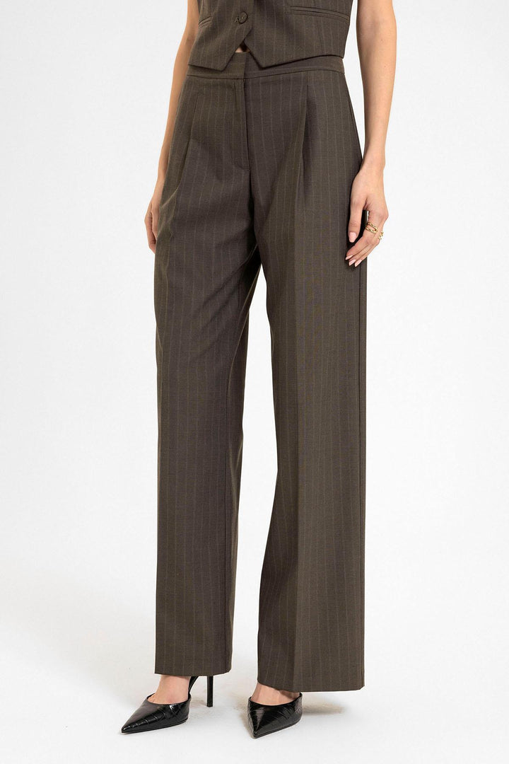 ANT Antioch Coffee Women's High Waisted Striped Pants - Herzogenrath