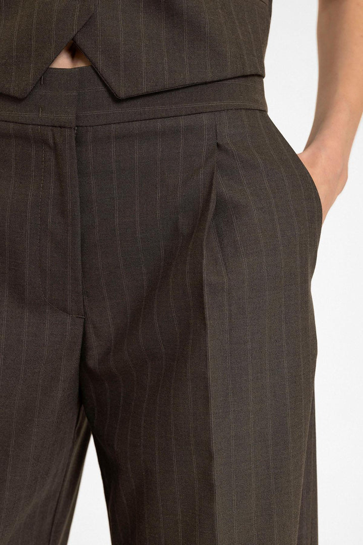 ANT Antioch Coffee Women's High Waisted Striped Pants - Herzogenrath