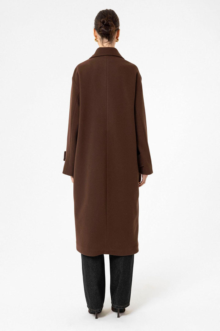 ANT Antioch Coffee Woman Soft Textured Oversized Wrap Coat - Morecambe