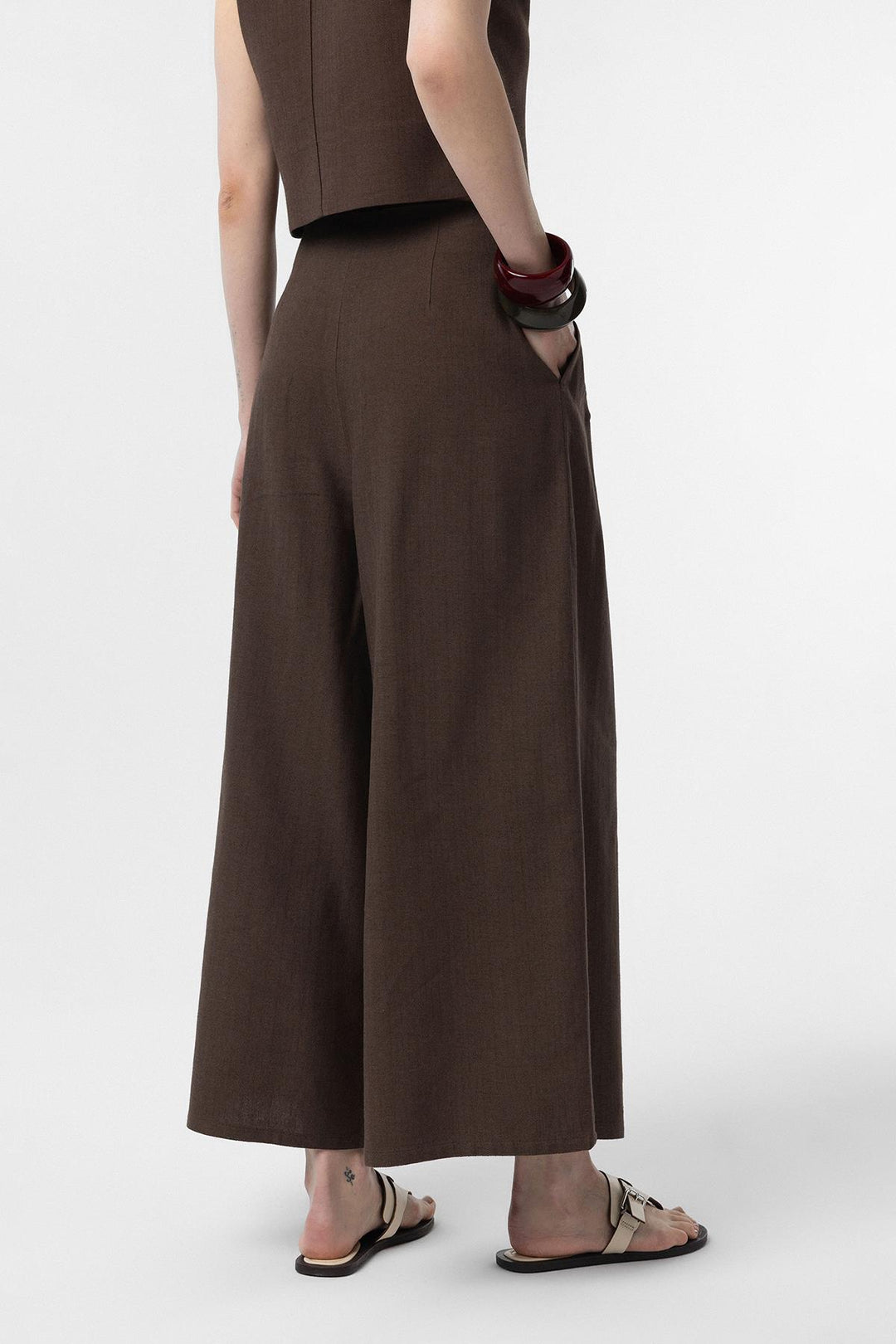ANT Antioch Coffee Linen Blend Women's Culotte Pants - Palma