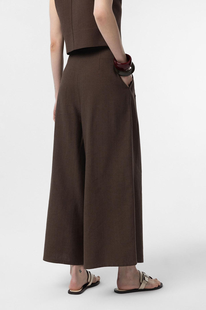 ANT Antioch Coffee Linen Blend Women's Culotte Pants - Palma