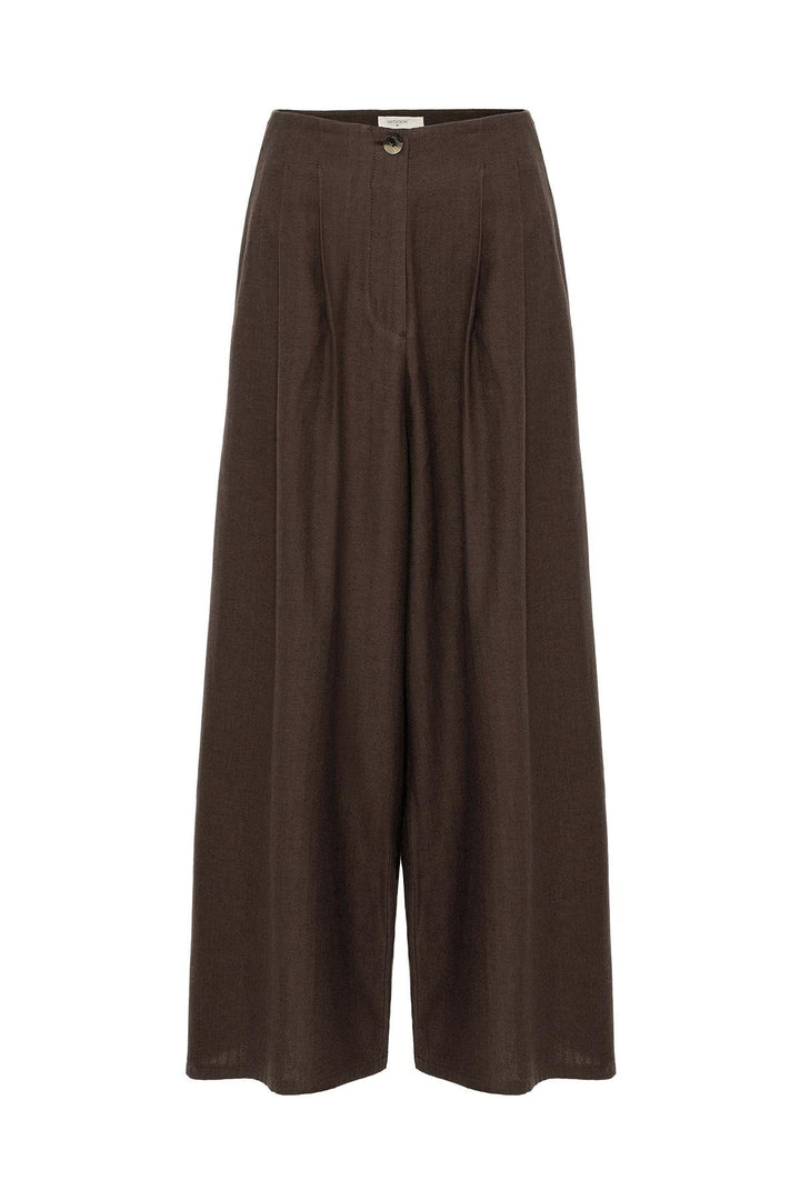 ANT Antioch Coffee Linen Blend Women's Culotte Pants - Palma
