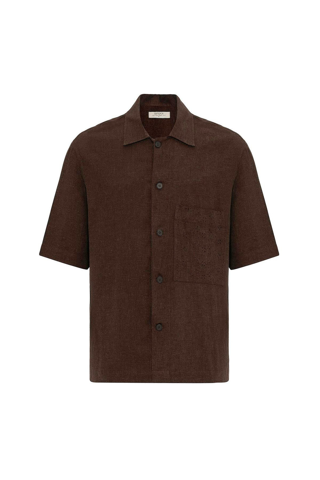 ANT Antioch Coffee Linen Blend Short Sleeve Men's Shirt - Marhanets