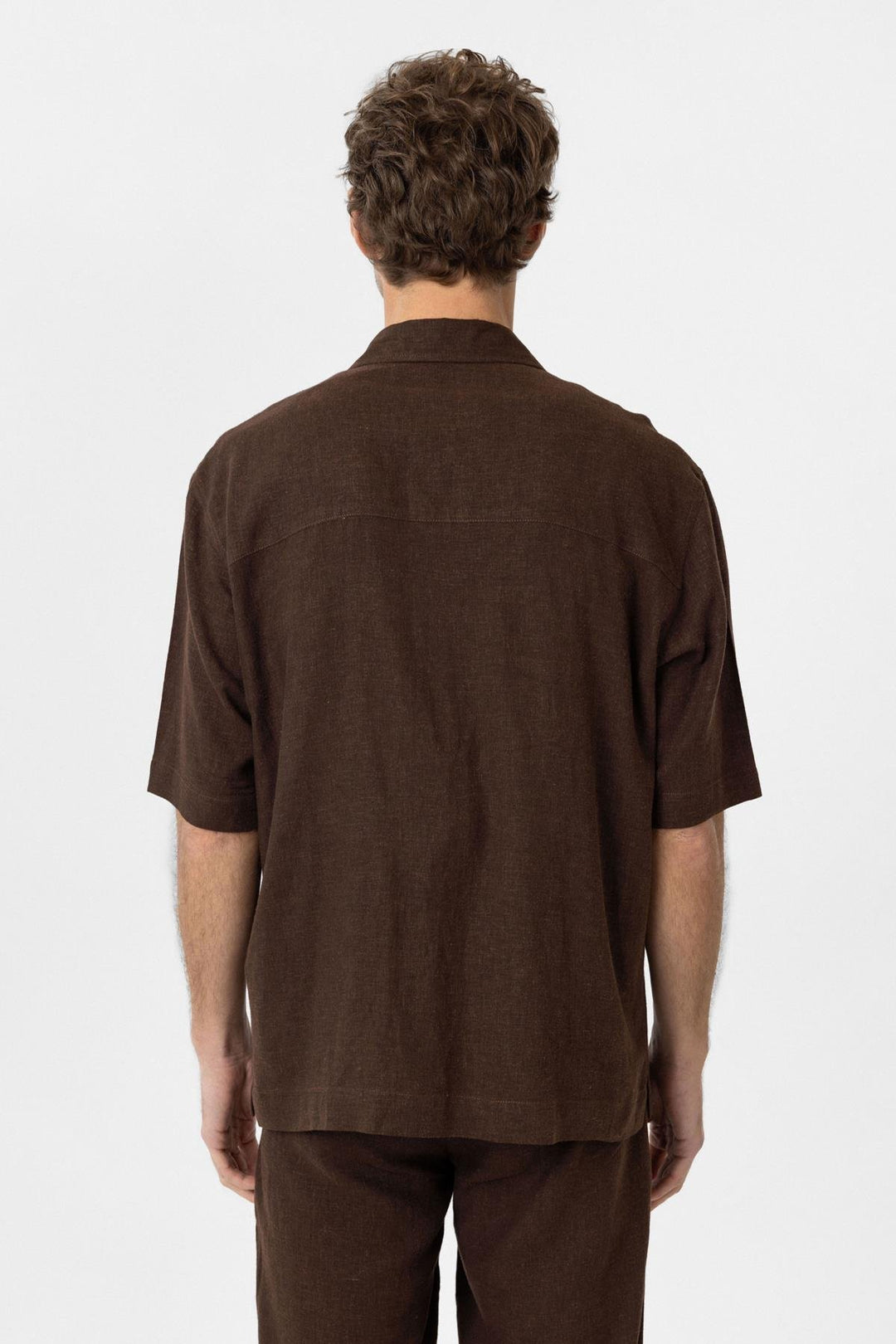 ANT Antioch Coffee Linen Blend Short Sleeve Men's Shirt - Marhanets