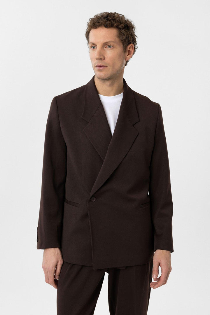 ANT Antioch Coffee Double Breasted Closure Flap Pocket Men's Blazer Jacket - Gillingham