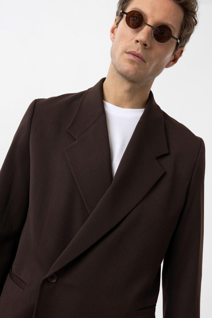 ANT Antioch Coffee Double Breasted Closure Flap Pocket Men's Blazer Jacket - Gillingham