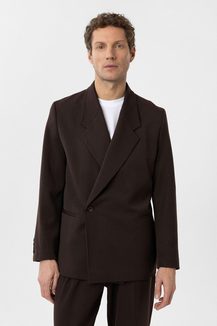 ANT Antioch Coffee Double Breasted Closure Flap Pocket Men's Blazer Jacket - Gillingham