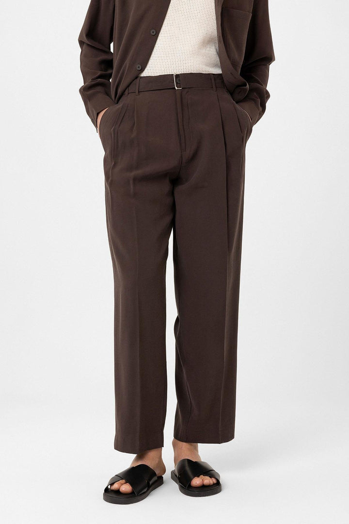 ANT Antioch Coffee Modal Fabric Relax Fit Belted Men's Pants - Conway